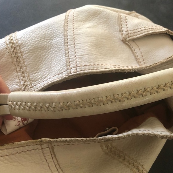 Lucky Brand VTG Inspired Authentic Cream Buttery Leather Hobo Boho Shoulder Bag - Picture 5 of 10